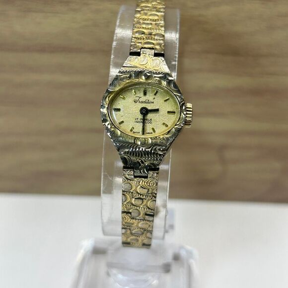 Vintage Tradition Gold Tone Nugget Style Ladies Watch Quartz Art Deco Style - Picture 4 of 6